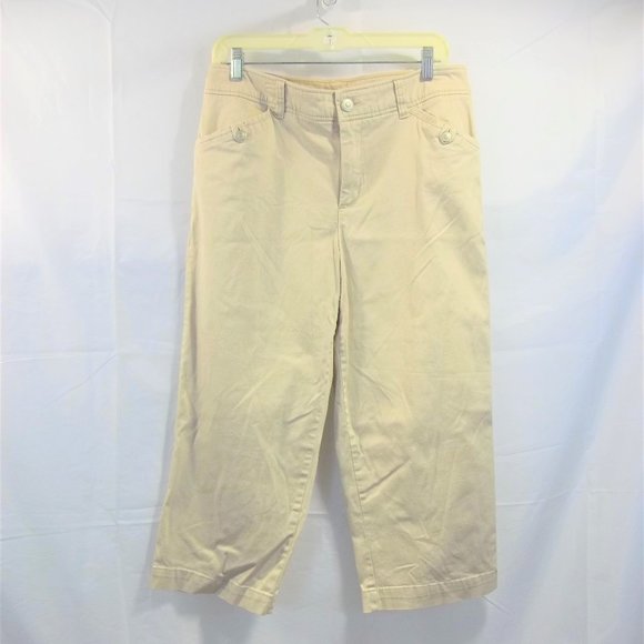 Charter Club Womens Carpis Cropped Pants Size 12 Pockets Casual Tan Khaki - Picture 1 of 4